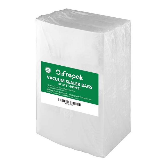 Premium!! O2frepak 200 Quart Size 8" x 12" Embossed Food Saver Vacuum Sealer Freezer Bags for Seal a Meal,Food Saver,Plus other Machines.BPA Free Heavy Duty Sous Vide Vaccume Seal PreCut Bag
