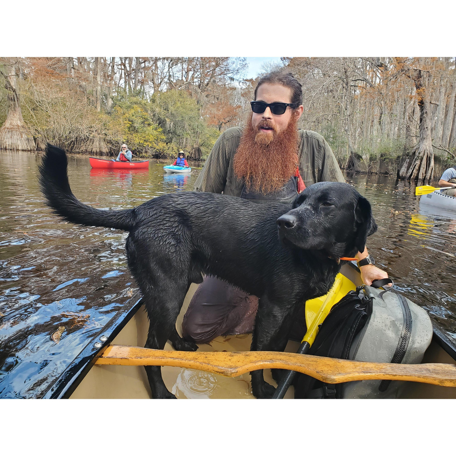 The Ebenezer Creek Paddle in 2019. Also known as the first time Clark got to use his rescue training... on a dog!