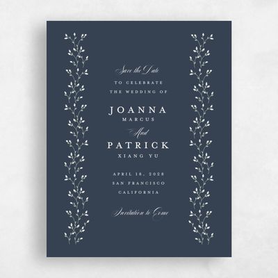 Grayed Navy, Blue Wedding Save the Date - Ginevra Portrait
