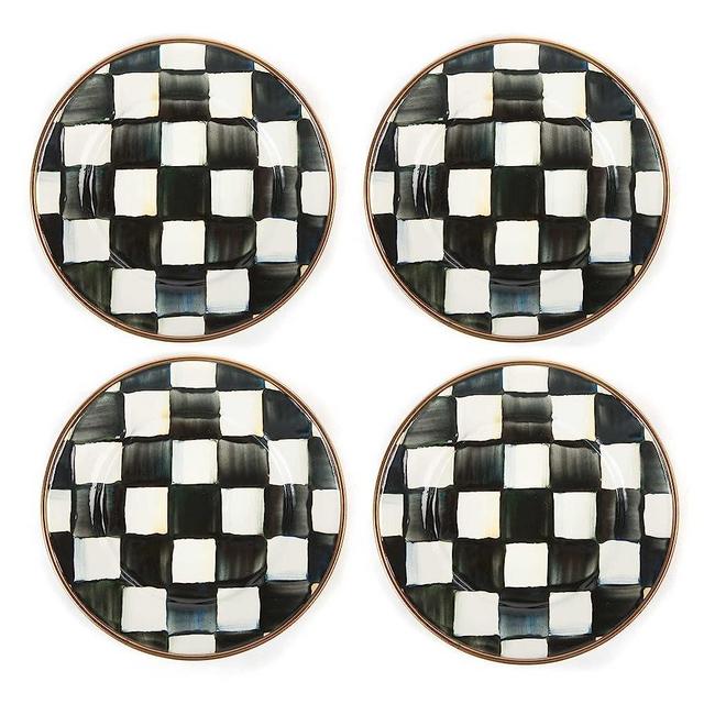 MACKENZIE-CHILDS Courtly Check Enamel Appetizer Plates, Small Dessert Plates and Tapas Plates, Set of 4