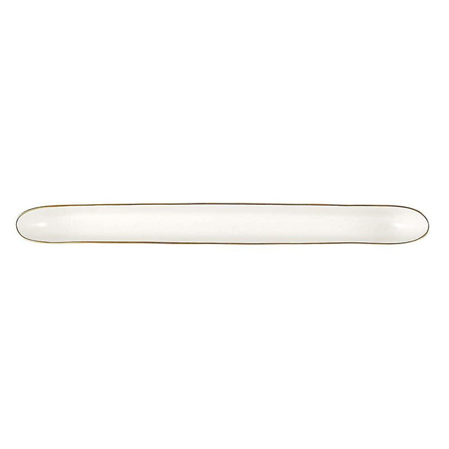SB Design Studio Table Sugar Ceramic Olive Boat Server, 16.25" x 1.75" x 1.5", White/Gold