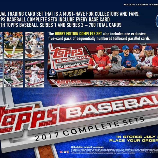 2017 Topps Complete Hobby Baseball Factory Set of 700 Cards (+5 Bonus Parallel Cards)