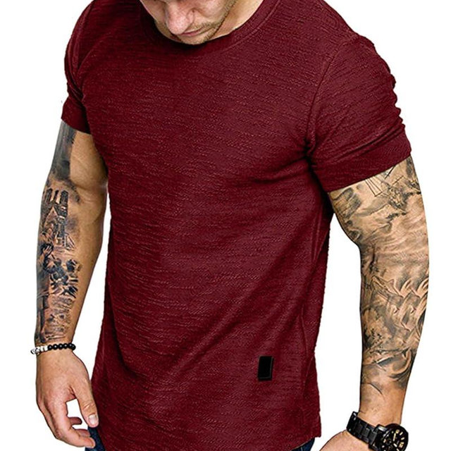 Fashion Mens T Shirt Muscle Gym Workout Athletic Shirt Cotton Tee Shirt Top