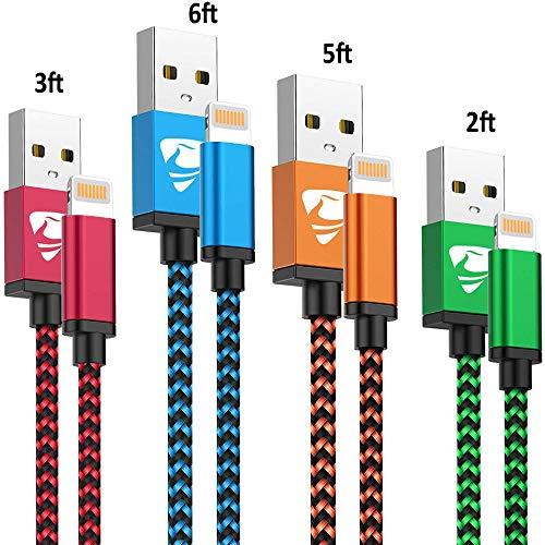 iPhone Charger Cord 4Pack iPhone Charger Cable MFi Certified Lightning Cable Fast iPhone Charging Cord Nylon Braided iPhone Charging Cable Compatible with Phone 11 Pro max/XR max/8/7/6/6s/5/se,iPad