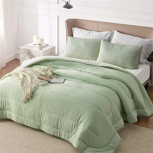 BEDSURE King Comforter Set - Warm & Cooling Bed Set with Comforter, 3 Pieces All Season Reversible Dual Side Warm King Comforter Oversized with 2 Pillow Shams (Sage Green, 102''x90'')
