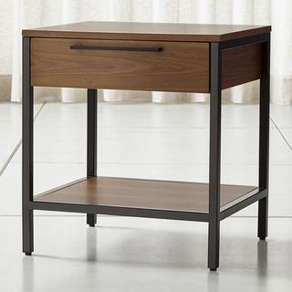 James Walnut with Black Frame Nightstand