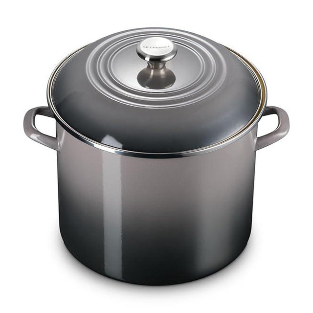 Le Creuset Enamel on Steel Traditional Stockpot, 16 qt., Oyster with Stainless Steel Knob