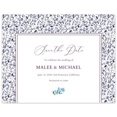 Dark Berry, Blue Wedding Digital Save the Date - Ariella Landscape