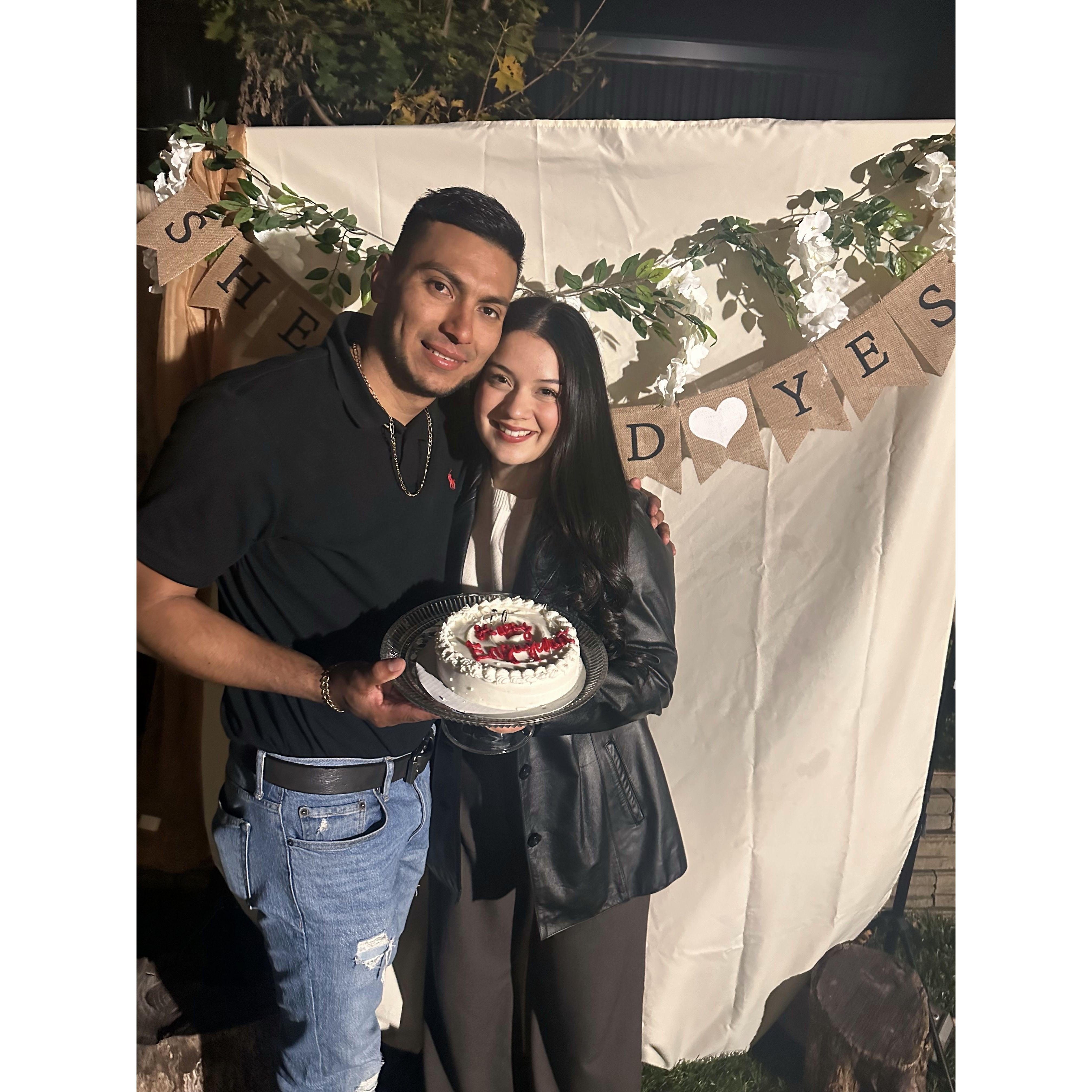 Our family had the cutest surprise dinner for us when we got home after the engagement.