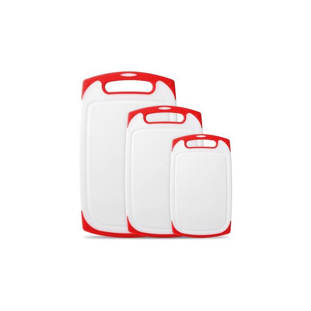 Belwares Plastic Cutting Boards Set of 3, with Non-Slip Feet & Deep Drip Juice Groove