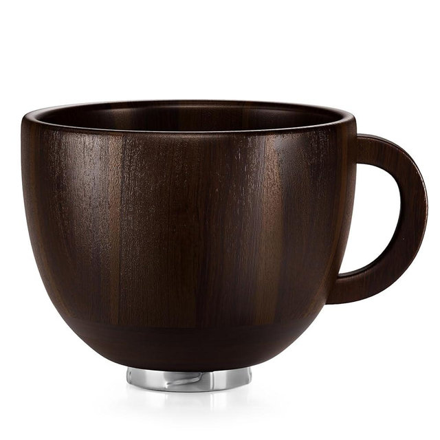 SpaceAid Wooden Bowl with Handle, Kitchen Space Aid Acacia Wood Mixing Bowls Holder for Stand Mixer, Compatible with 4.5 & 5 QT Tilt-Head Models Kitchen, Dark Wood