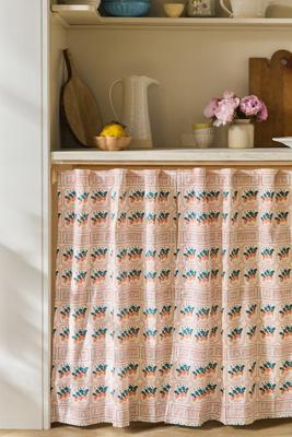 Les Fruits Cotton Woven Cafe Curtain, Set of 2