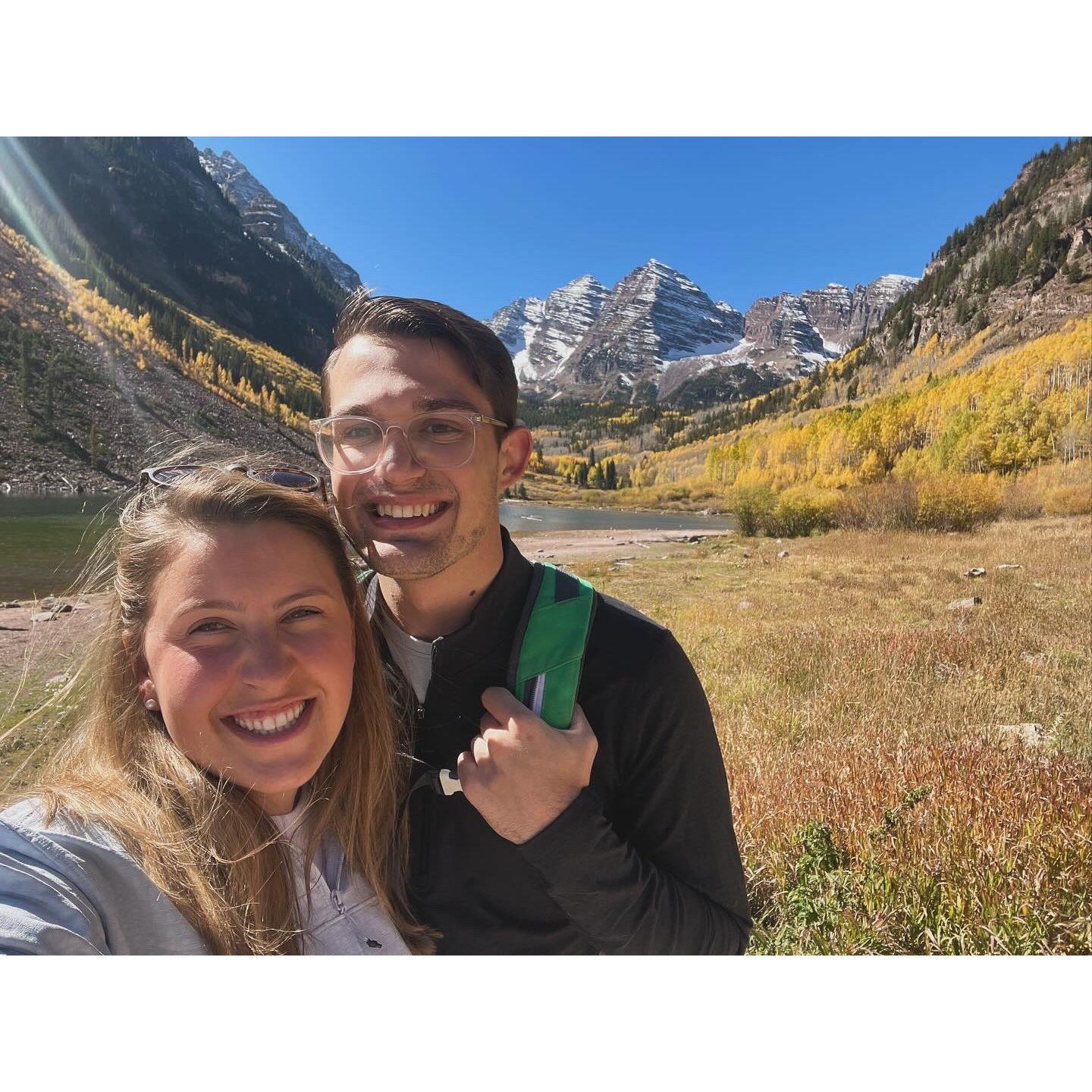 Taken at Maroon Bells in Colorado! Fall leaf peeping in Aspen was our first trip trip together.