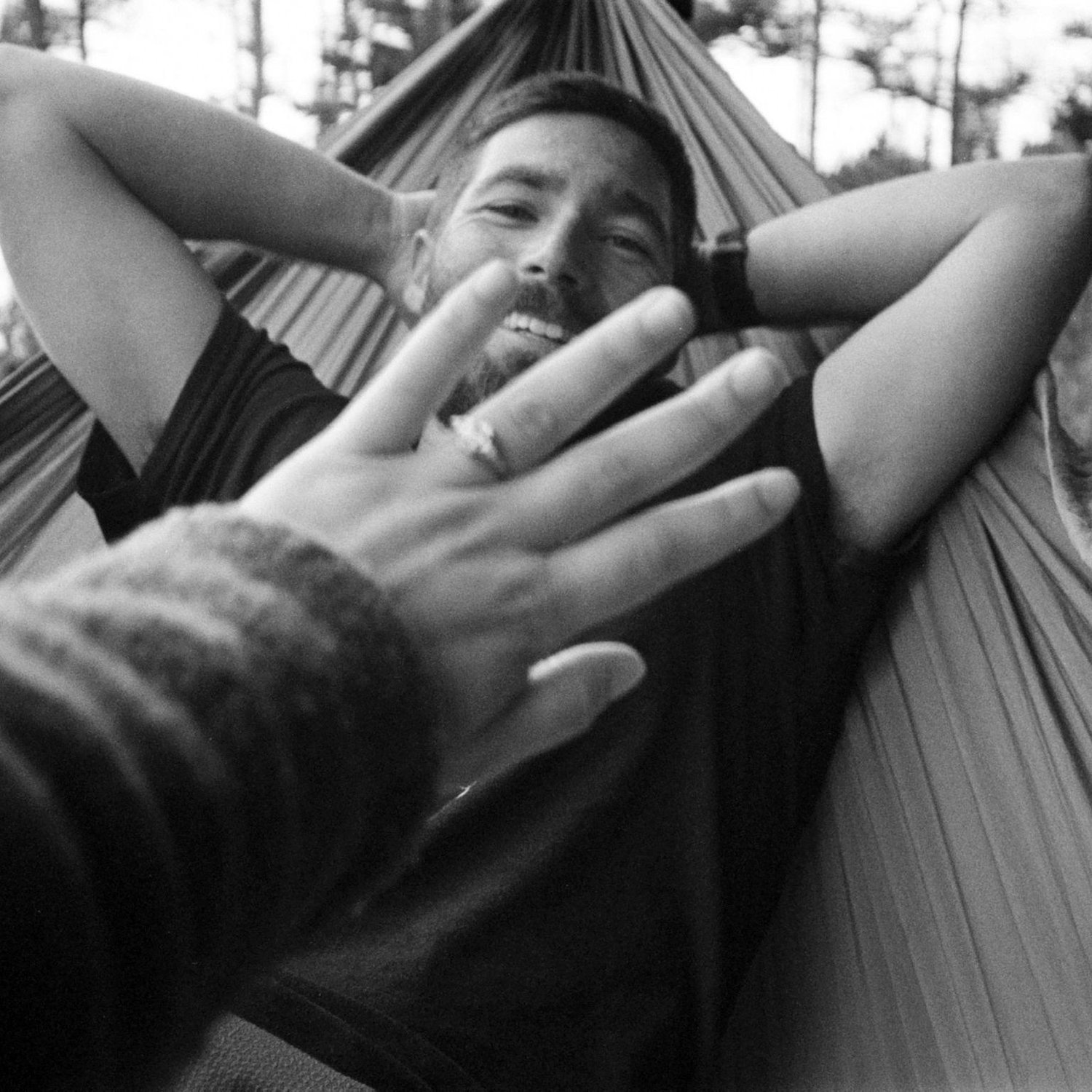 Showing off the ring while still camping in Acadia, Maine.