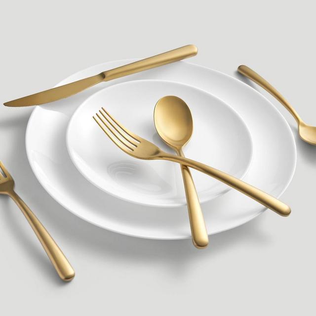 Soiree 20-Piece Flatware Set, Gold Satin