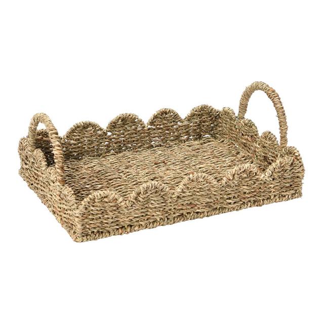 Household Essentials Tray with Scalloped Edge Seagrass