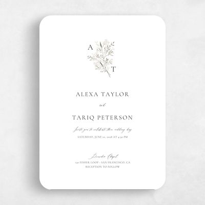 White Rounded Wedding Invitation - Sweetbay Classic
