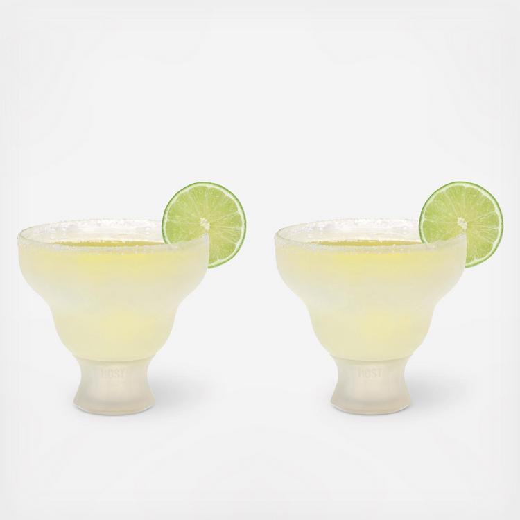 HOST Freeze Plastic Stemless Double Walled Insulated Margarita Glasses,  Green 