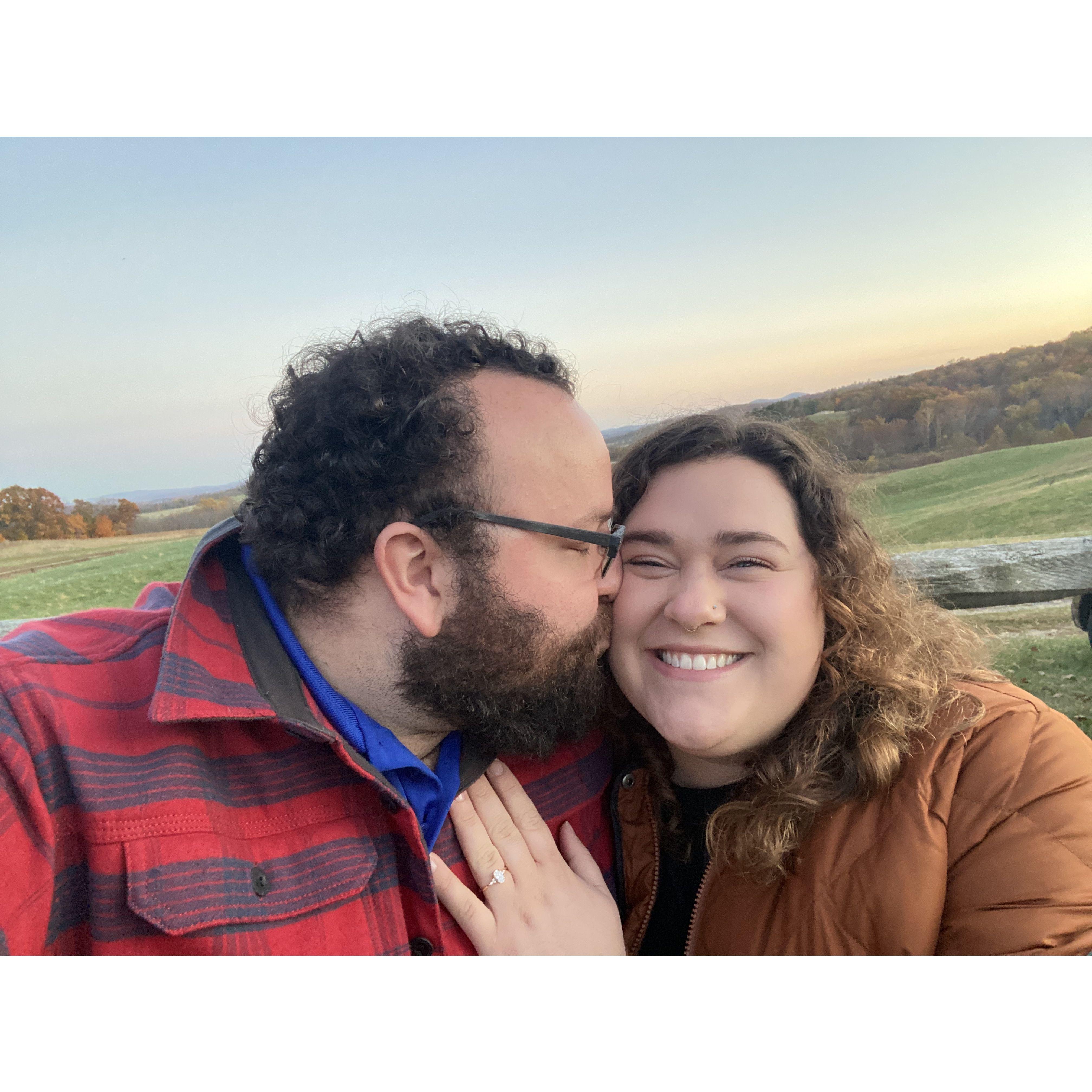 The evening we got engaged, enjoying Big Sky Meadows