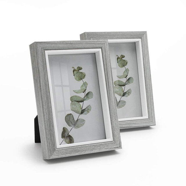 Afuly 4x6 Picture Frame Grey Wooden Photo Frames Ready to Hang and Stand Tabletop Desk Display Modern Gray Decor for Office Home, Set of 2 Unique Gifts