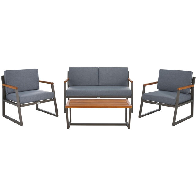 Randolph 4 Piece Living Set - Indoor/Outdoor - PAT7730 - Grey/Grey - Safavieh