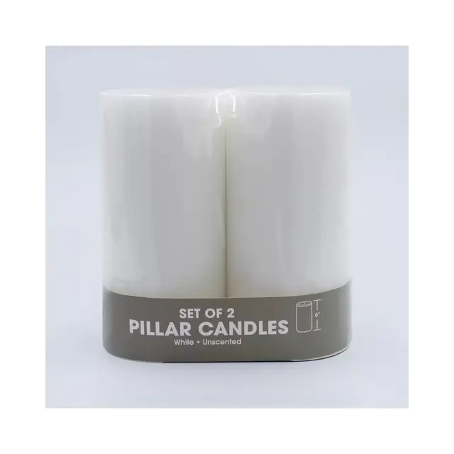 Pillar Candles in White (Set of 2)