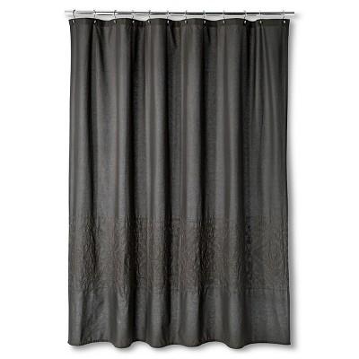 Shower Curtain - Dark Gray Embroidery - Threshold™