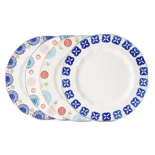 Floral Ceramic Dinner Plates--Set of 4