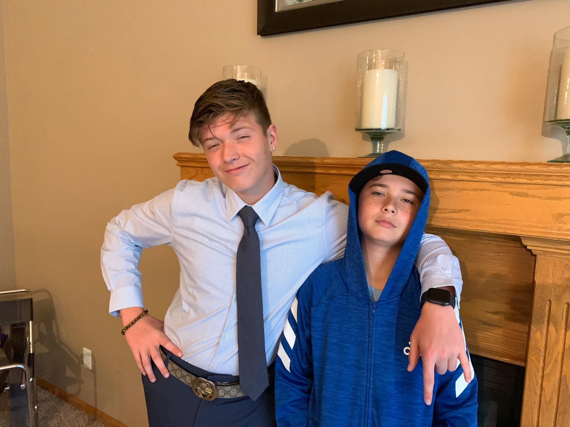 Fancy Homecoming brother and salty acting little brother.