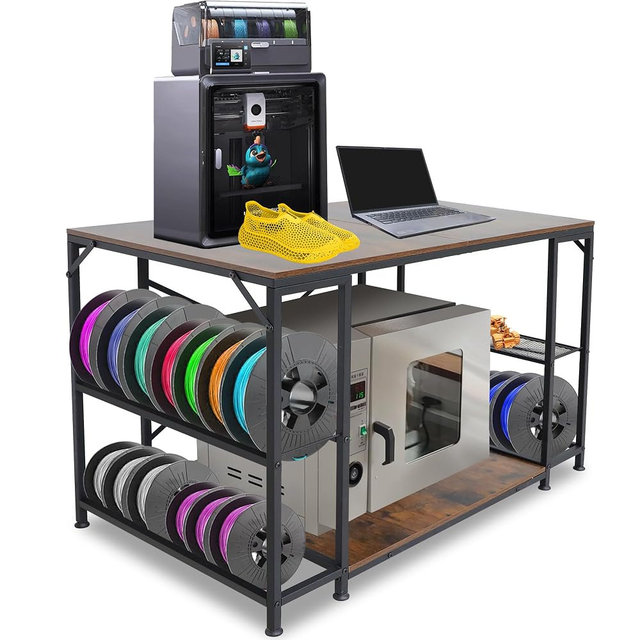 Kerty Upgraded 3D Printer Stand, Large 3D Printer Filament Storage Rack for Home Office, 2-Tier Under Desk 3D Printer Table Desk with Filament Storage for Printer Accessories Garage Workshop Studio