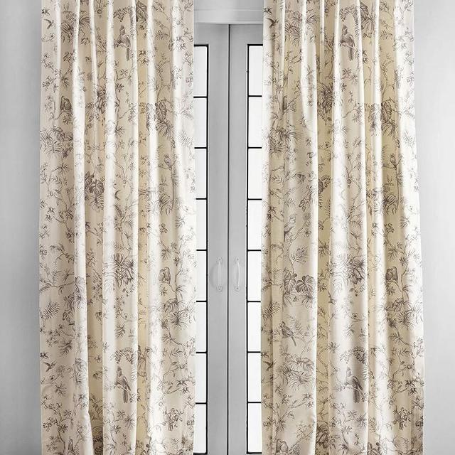 Maison d' Hermine Curtains 100% Cotton Curtain Two Panel Easy Hanging with a Rod Pocket & Loop for Farmhouse, Office & Living Rooms, Jouy Paradis - Beige - Spring/Summer (50"x96")