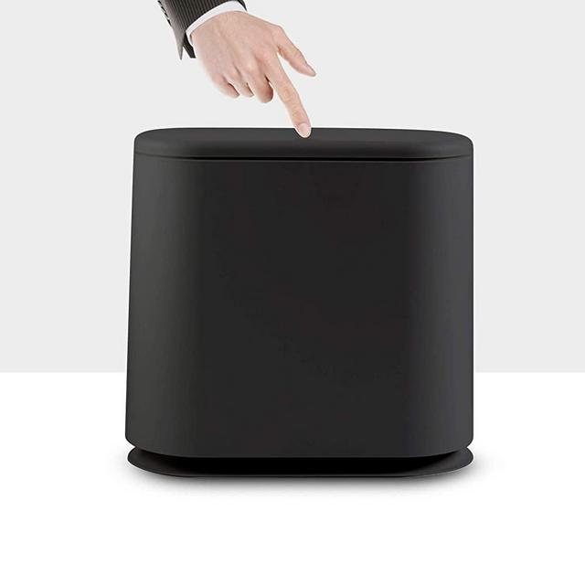Press Type Plastic Trash Can,Household 2.3 Gallon Rectangular Trash Can with Lid,Waste Basket for Living Room, Bedroom, Kitchen, Office (Black)