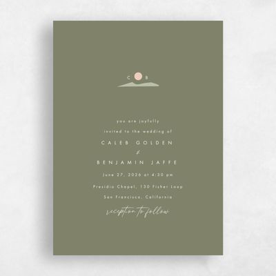 Khaki Green Wedding Invitation - Paloverde Portrait