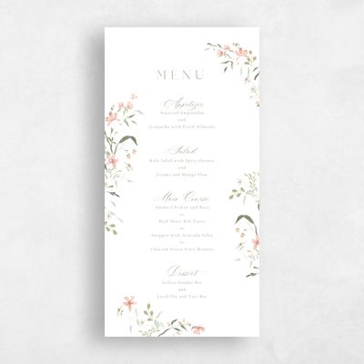 Dusty Peach, Orange Wedding Menu - Tansy