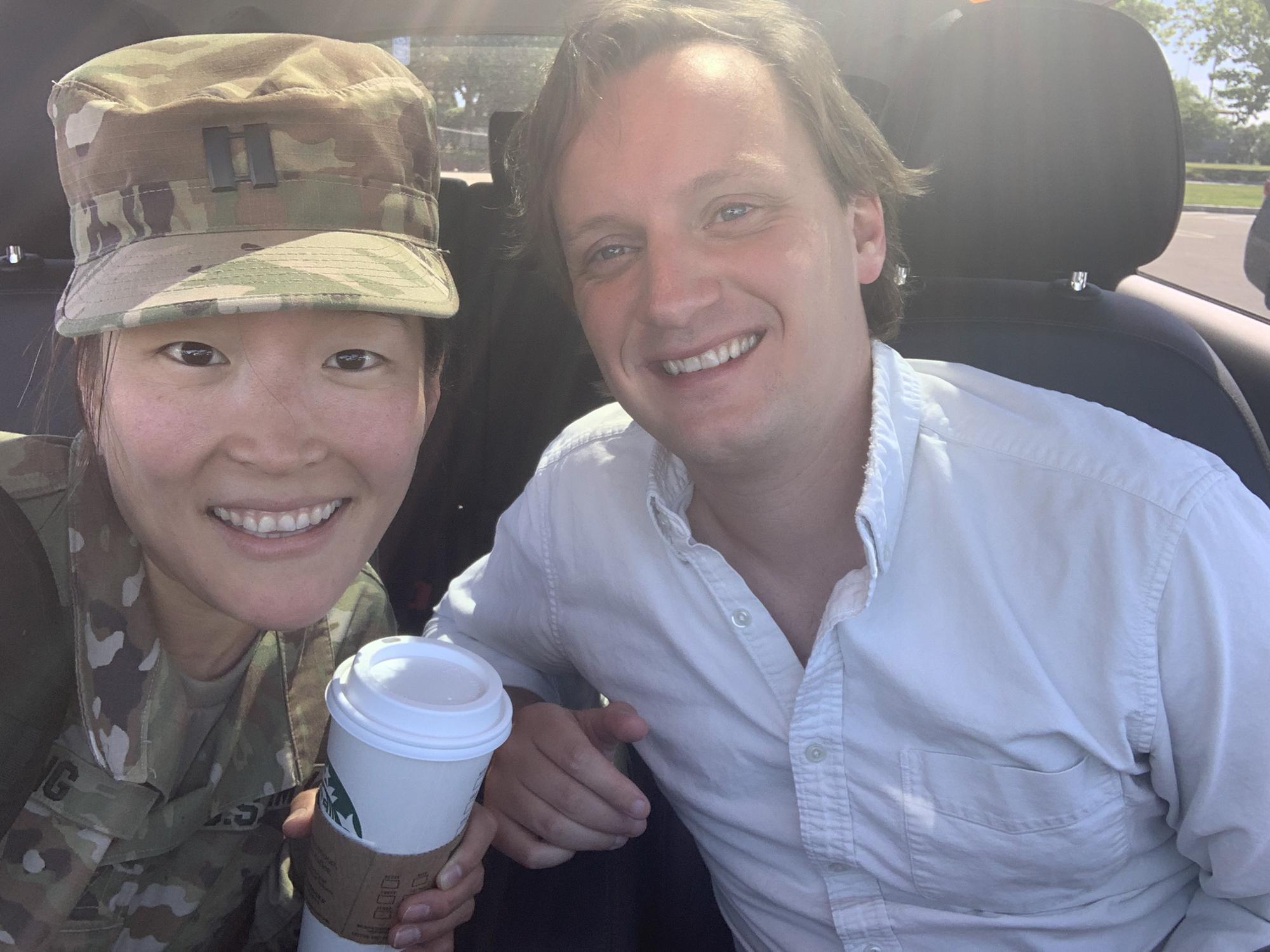 Evan dropping me off at National Guard duty.