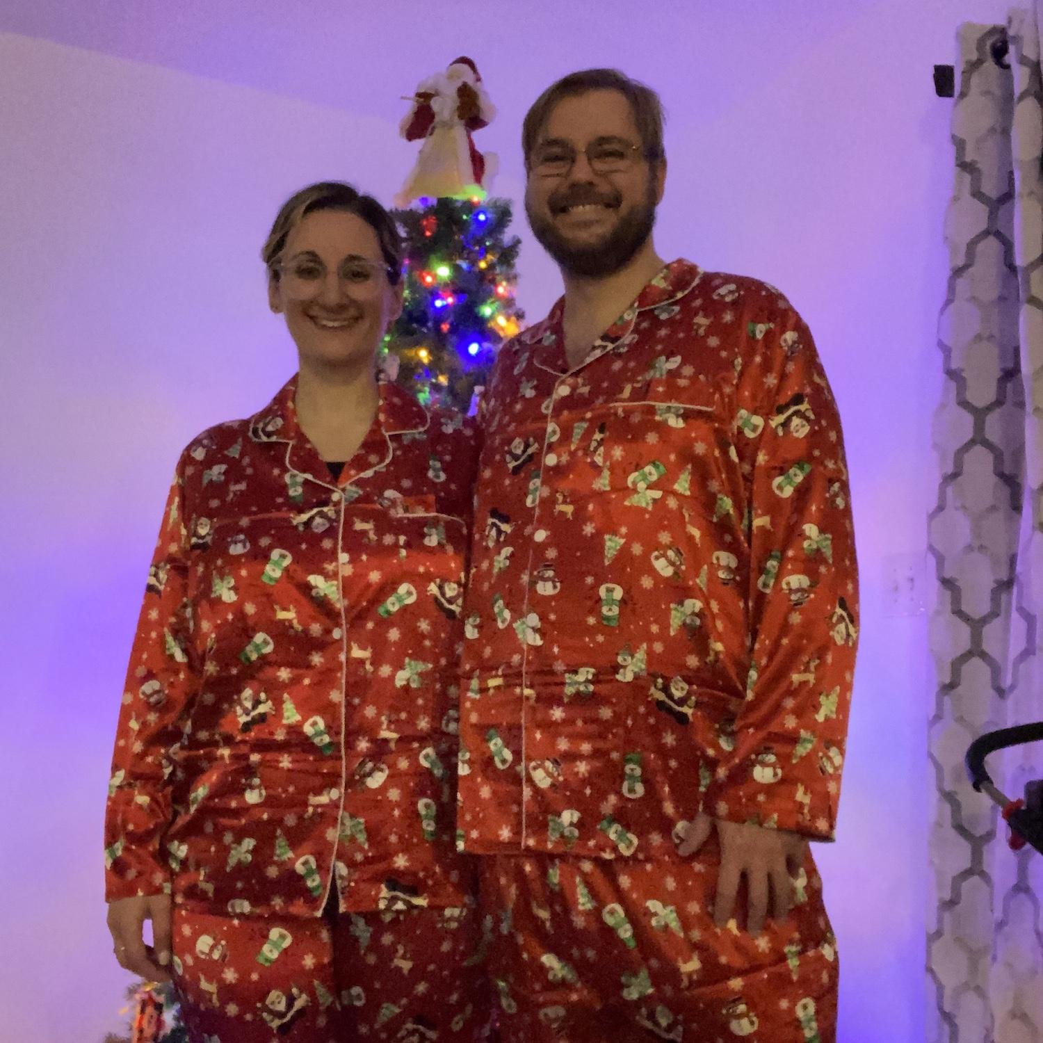 Our first pair of matching Christmas pajamas. We went on to receive 3 more matching sets this season. December 2025
