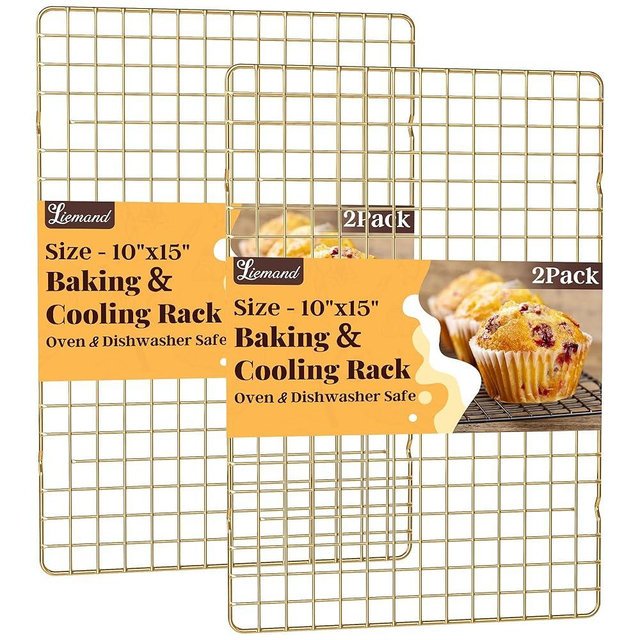 Cooling Racks for Cooking and Baking - 2 PCS 10" x 15" Grid Wire Baking Rack for Oven Cooking, Baking, Grilling, Roasting - Dishwasher Safe Bacon Rack - Fits Jelly Roll Cookie Sheet Pan