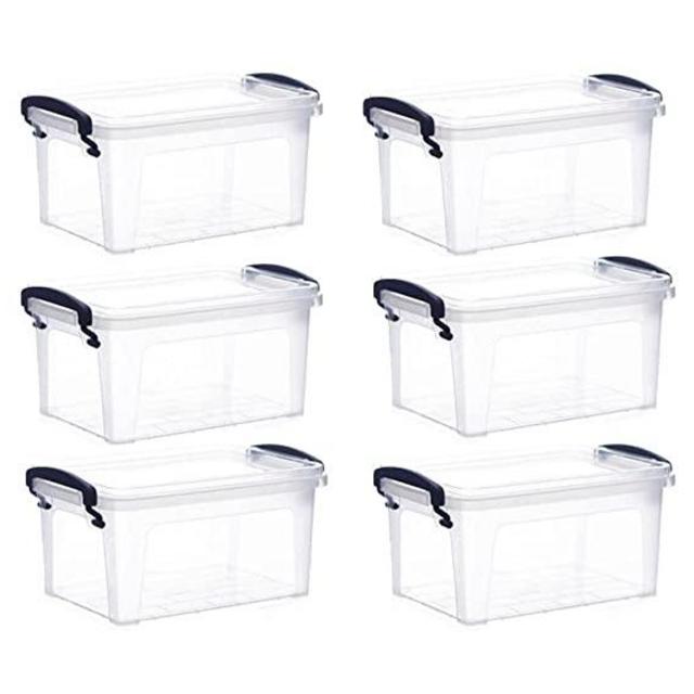 Superio Clear Storage Bins with Lids, Stackable Storage Box with Latches and Handles, Extra Small, 6 Pack