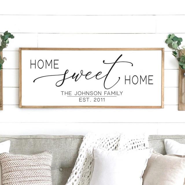 Home sweet home sign | wood framed sign |...