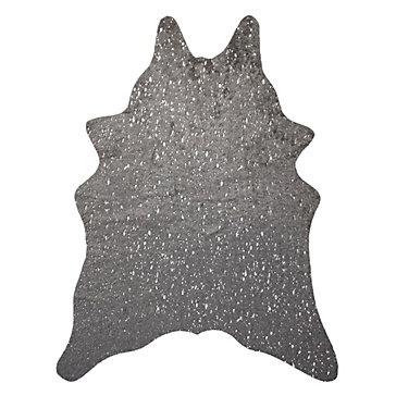 Ayi Metallic Faux Cowhide Rug - Grey/Silver