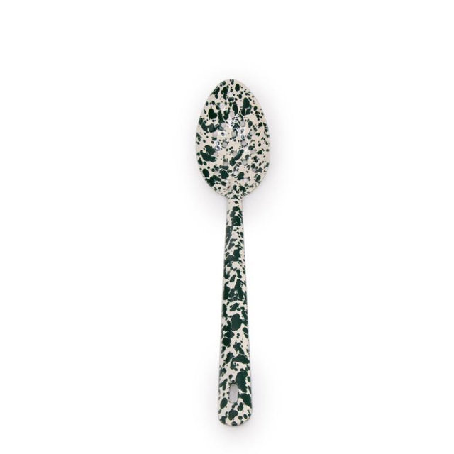Splatter Large Slotted Spoon - Green & Cream