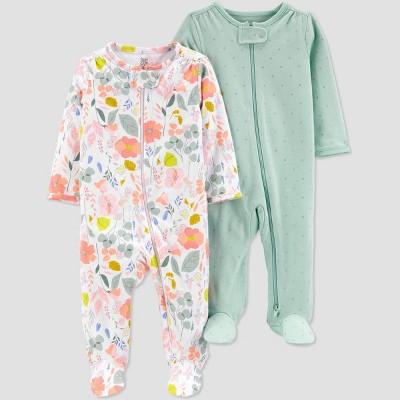 Baby Girls' 2pk Floral Sleep N' Play - Just One You® made by carter's Green/White (Newborn)