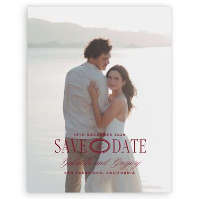 Light Burgundy, Red Wedding Digital Save the Date - Querido Photo