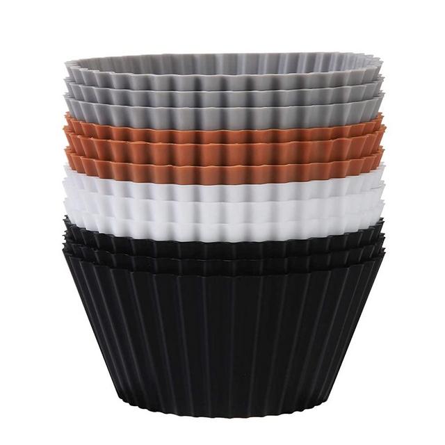 SARTNP Silicone Cupcake Baking Cups 12 Pack, Heavy Duty Silicone Baking Cups with Storage Bag, Reusable Muffins Cupcake Liners Holder, Non-stick Silicone Cake Molds Tin Cup, 4 Designer Colors