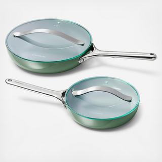 4-Piece Ceramic Non-Stick Fry Pan Set with Glass Lids