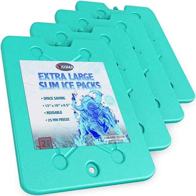 Ice Packs for Coolers - No Ice Required - Reusable Long Lasting (-5C) Large Thin Freezer Packs - Freezes in 25 Minutes