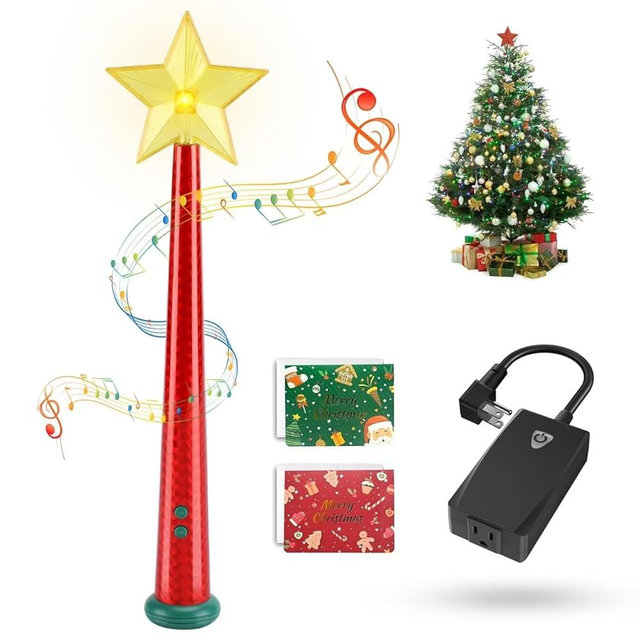 Magical Christmas Wand Remote Control Outlet | Christmas Tree Remote Control | Christmas Tree Decorations | Christmas Tree Ornaments | No Batteries Included | Smart Outlet with 100 Ft Range - Red