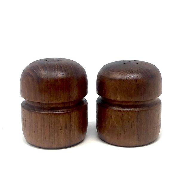Vintage Mid Century Teak Mushroom Salt & Pepper Shaker Set