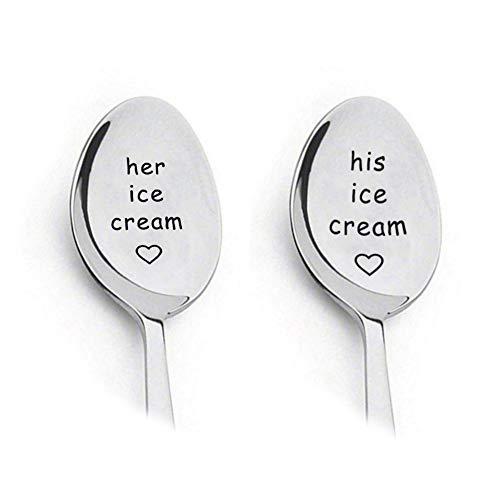 His Hers Spoon Ice Cream Spoon,Butter Spoon,Personalized Engraving Tableware Coffee Spoon,Espresso Spoons,Engraved Spoon, Perfect Gift for a Loved-Valentines day