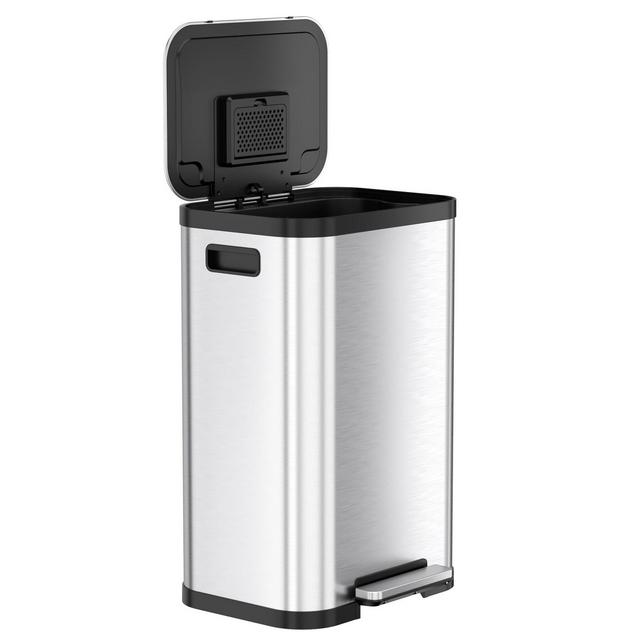 iTouchless SoftStep 13.2 Gallon Step Pedal Kitchen Trash Can with AbsorbX Odor Filter and Removable Inner Bucket